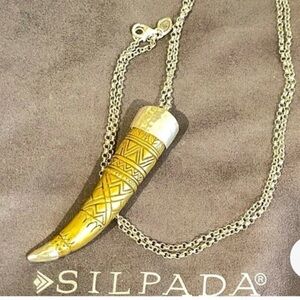 Silpada adventure seeker sterling/brass horn necklace/pendant